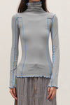 BASERANGE Turtleneck T-shirt sweater TTOMT series collection Organic cotton Portugal BAS-TTOMT-RB-SP25-BOW BLUE TTOMT-RI-000